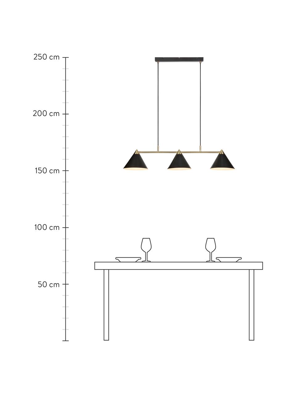 Grosse Pendelleuchte Klint, Baldachin: Metall, beschichtet, Schwarz, Goldfarben, 99 x 21 cm