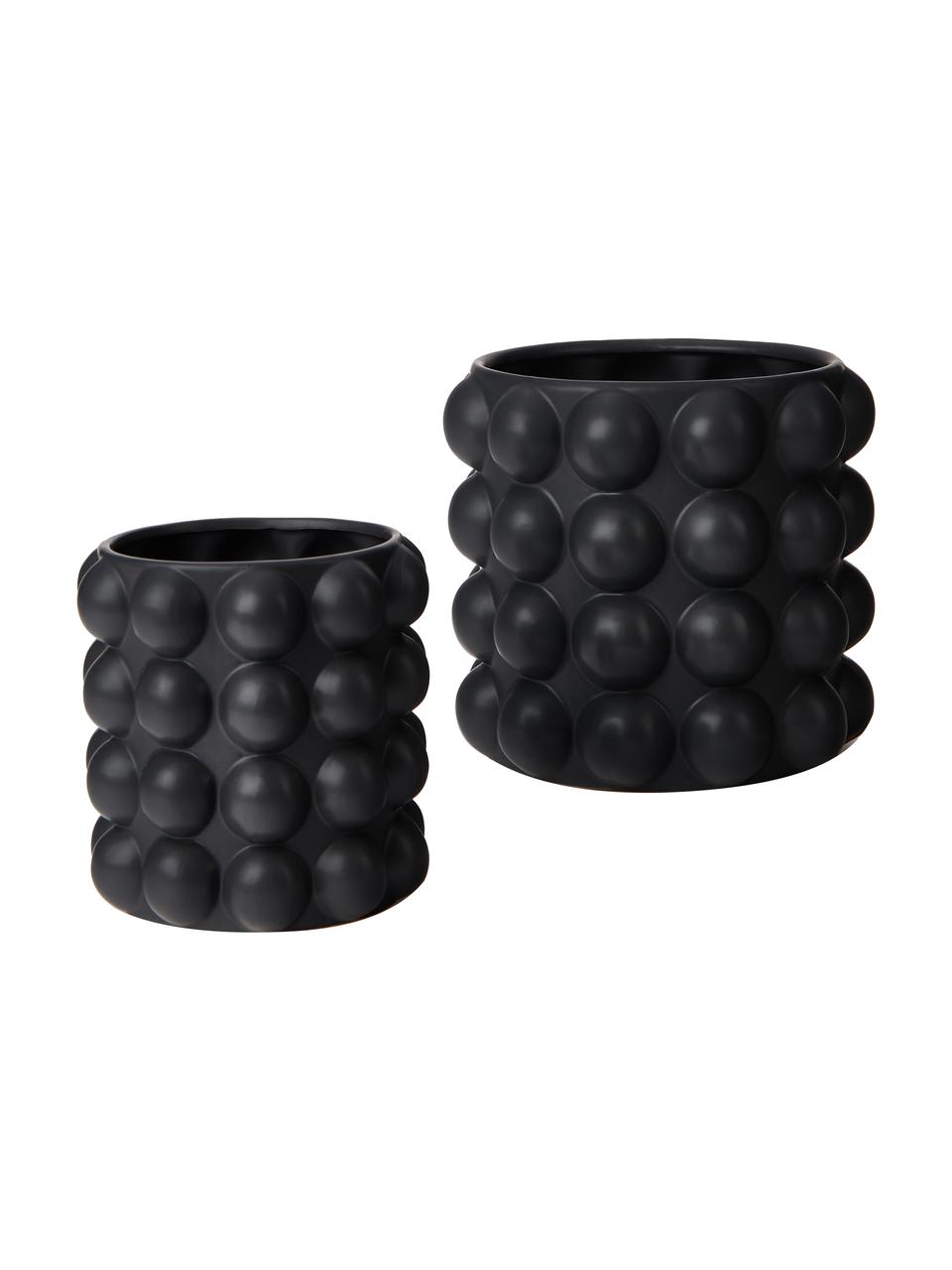 Macetero Bob, Gres, Negro, Ø 17 x Al 18 cm