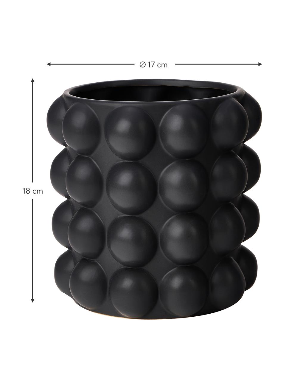 Portavaso Bob, Gres, Nero, Ø 17 x Alt. 18 cm