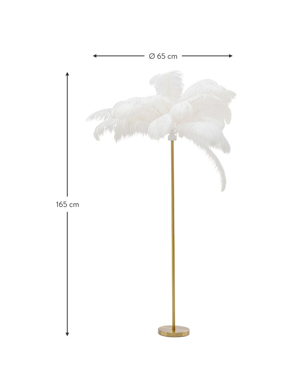 Lampa podłogowa Feather Palm, Złoty, biały, Ø 65 x W 165 cm