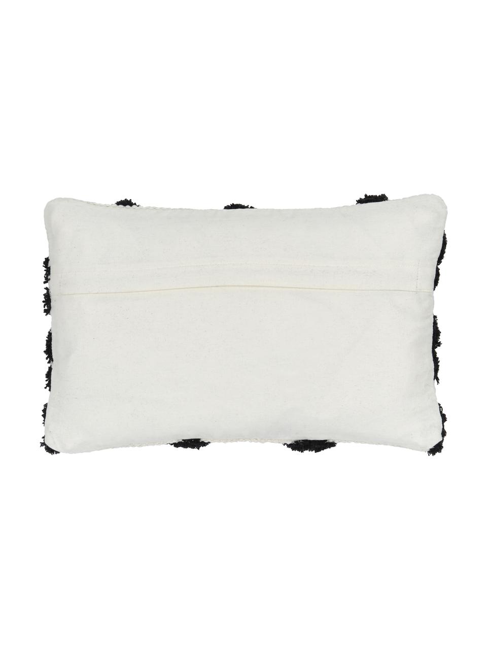 Housse de coussin rectangulaire bohème Akesha, 100 % coton, Écru, noir, larg. 30 x long. 50 cm