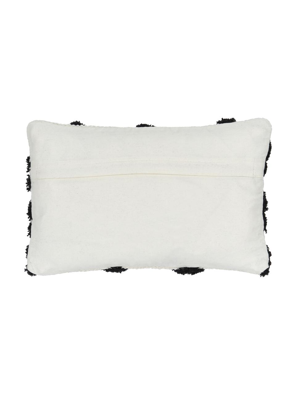 Poszewka na poduszkę w stylu boho Akesha, 100% bawełna, Ecru, czarny, S 30 x D 50 cm