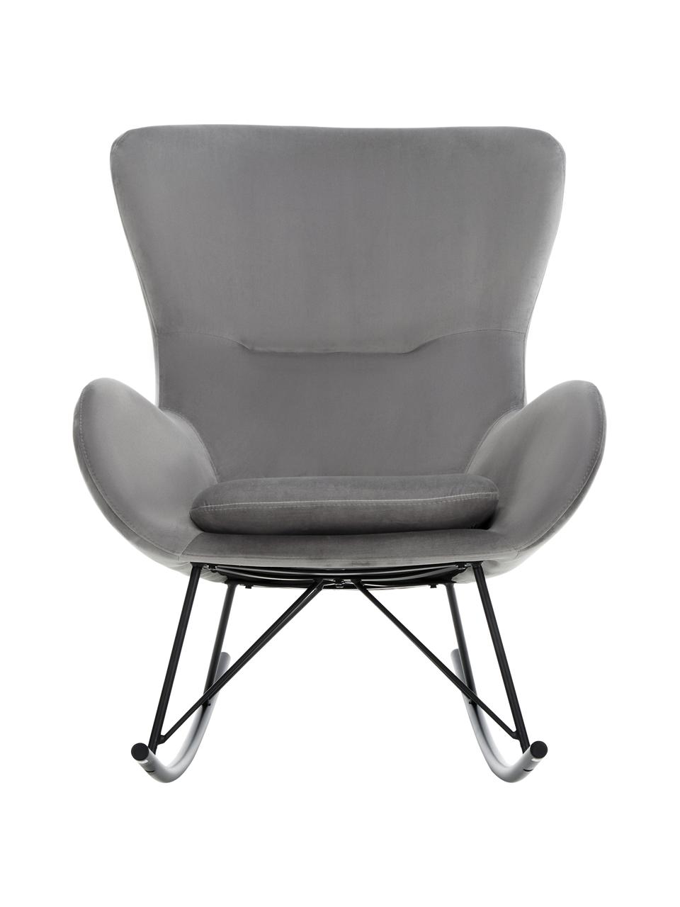 Fauteuil à bascule velours Wing, Velours gris, noir, larg. 76 x prof. 108 cm
