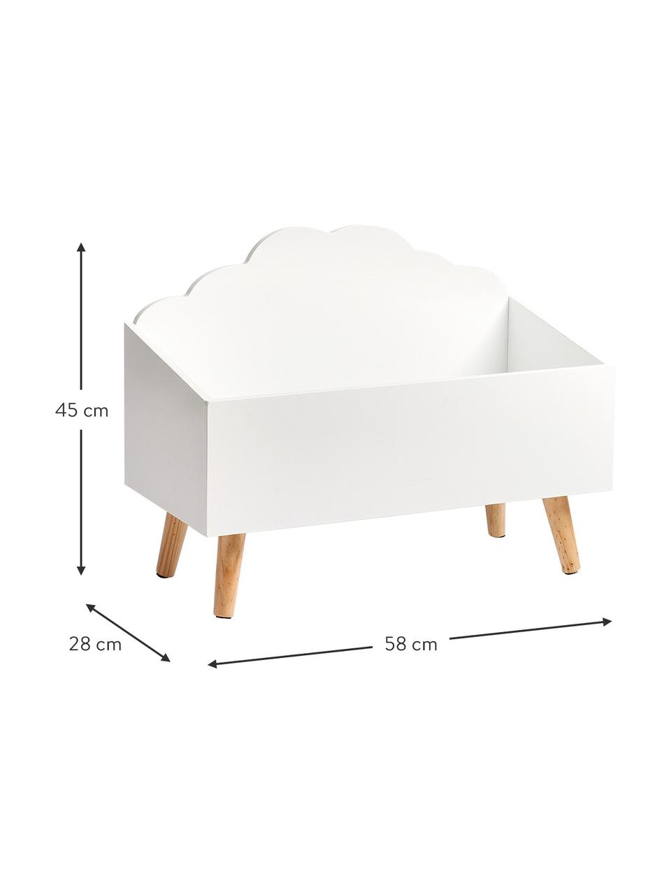 Opbergkist Wolke, Poten: rubberhout, Wit, bruin, B 58 cm x H 45 cm