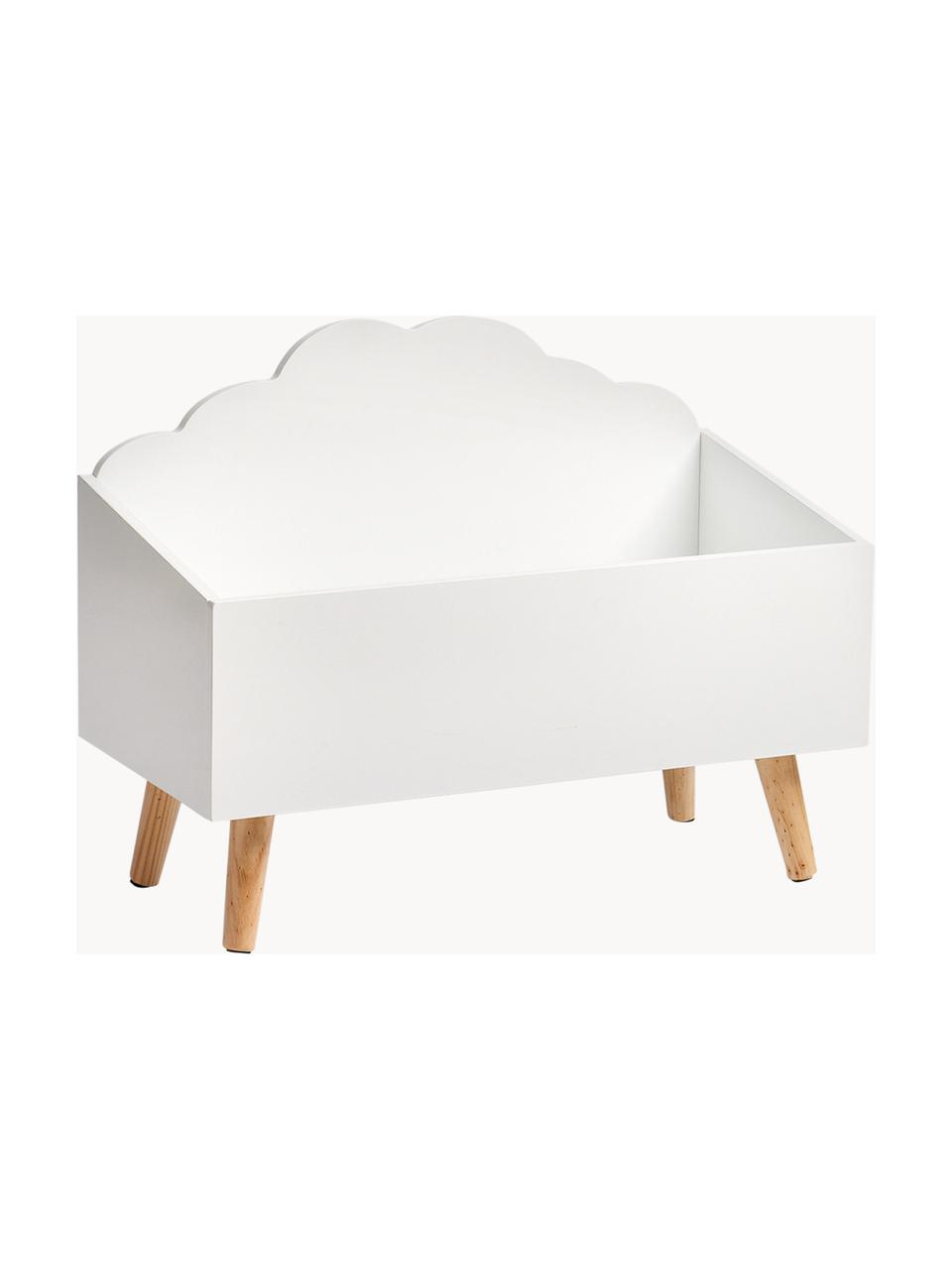 Coffre de rangement enfant Wolke, Blanc, bois d'hévéa, larg. 58 x haut. 45 cm