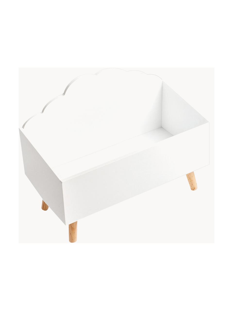 Coffre de rangement enfant Wolke, Blanc, bois d'hévéa, larg. 58 x haut. 45 cm