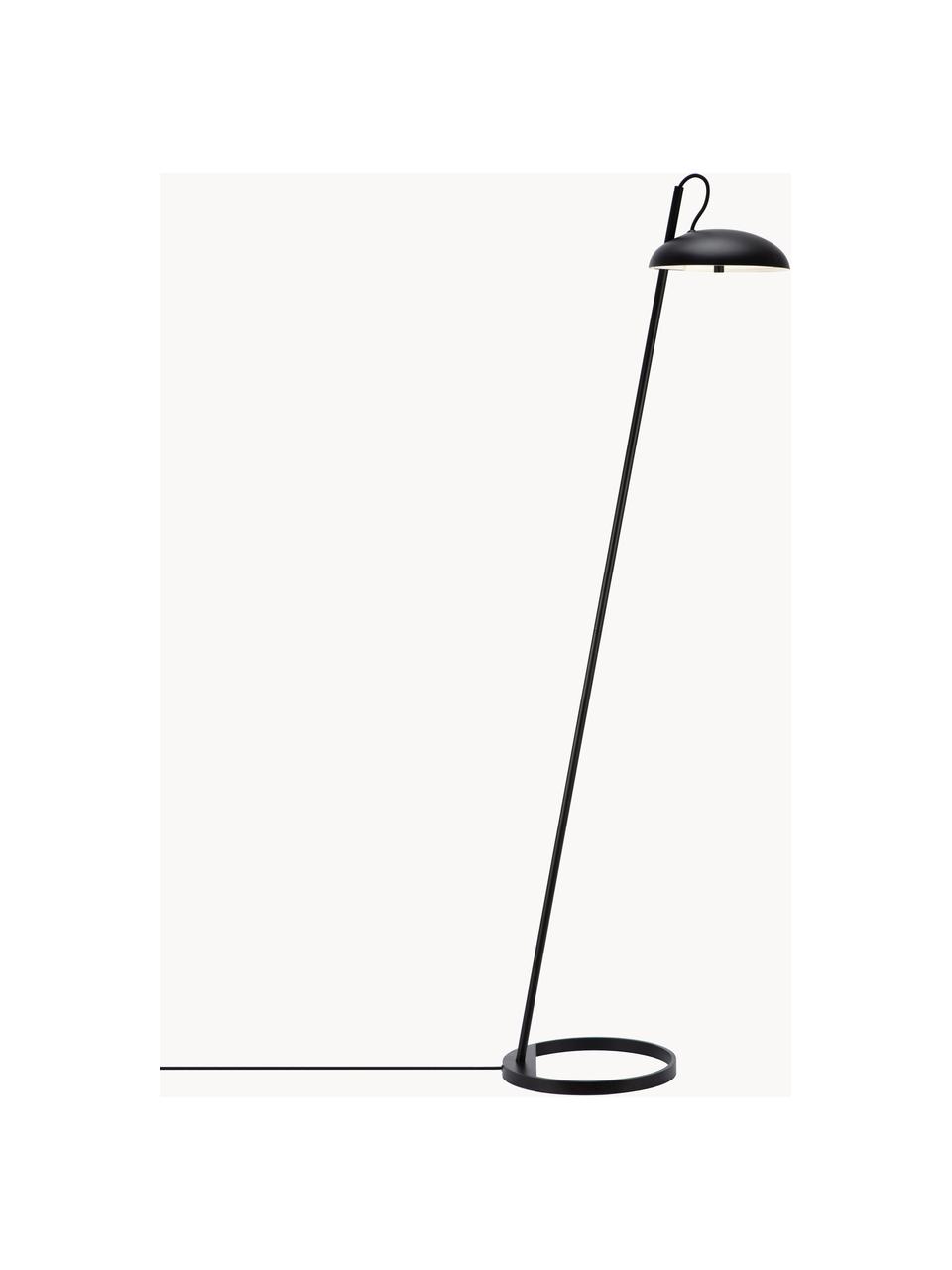 Stojací lampa Versale, Stínidlo: černá, kryt žárovky: bílá, stropní kryt kabelu a kabel: černá, V 140 cm