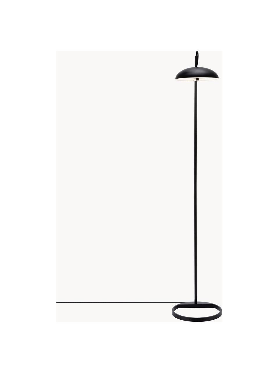 Stojací lampa Versale, Stínidlo: černá, kryt žárovky: bílá, stropní kryt kabelu a kabel: černá, V 140 cm
