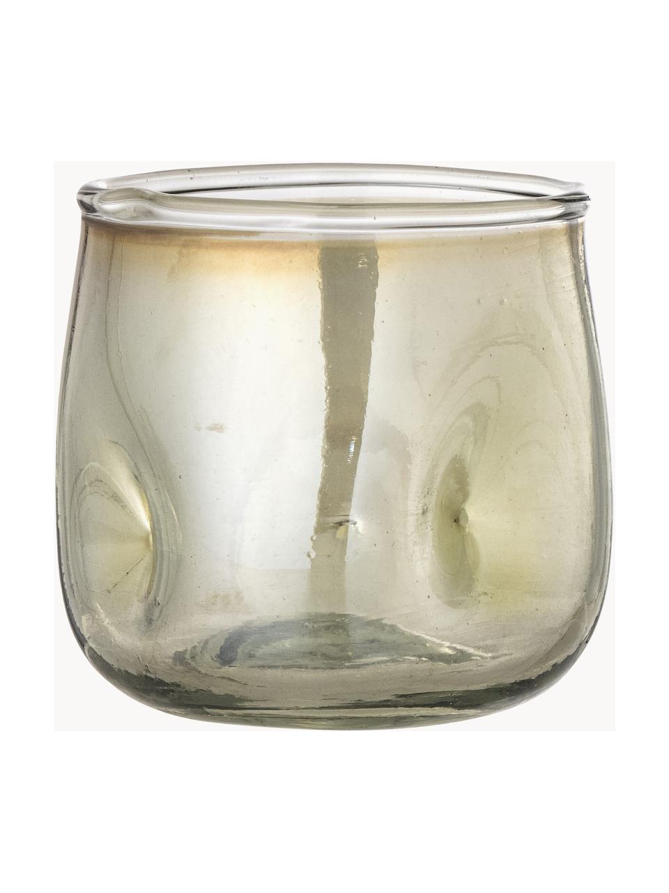 Glas-Teelichthalter Idalina in organischer Form, Glas, Olivgrün, transparent, Ø 7 x H 7 cm