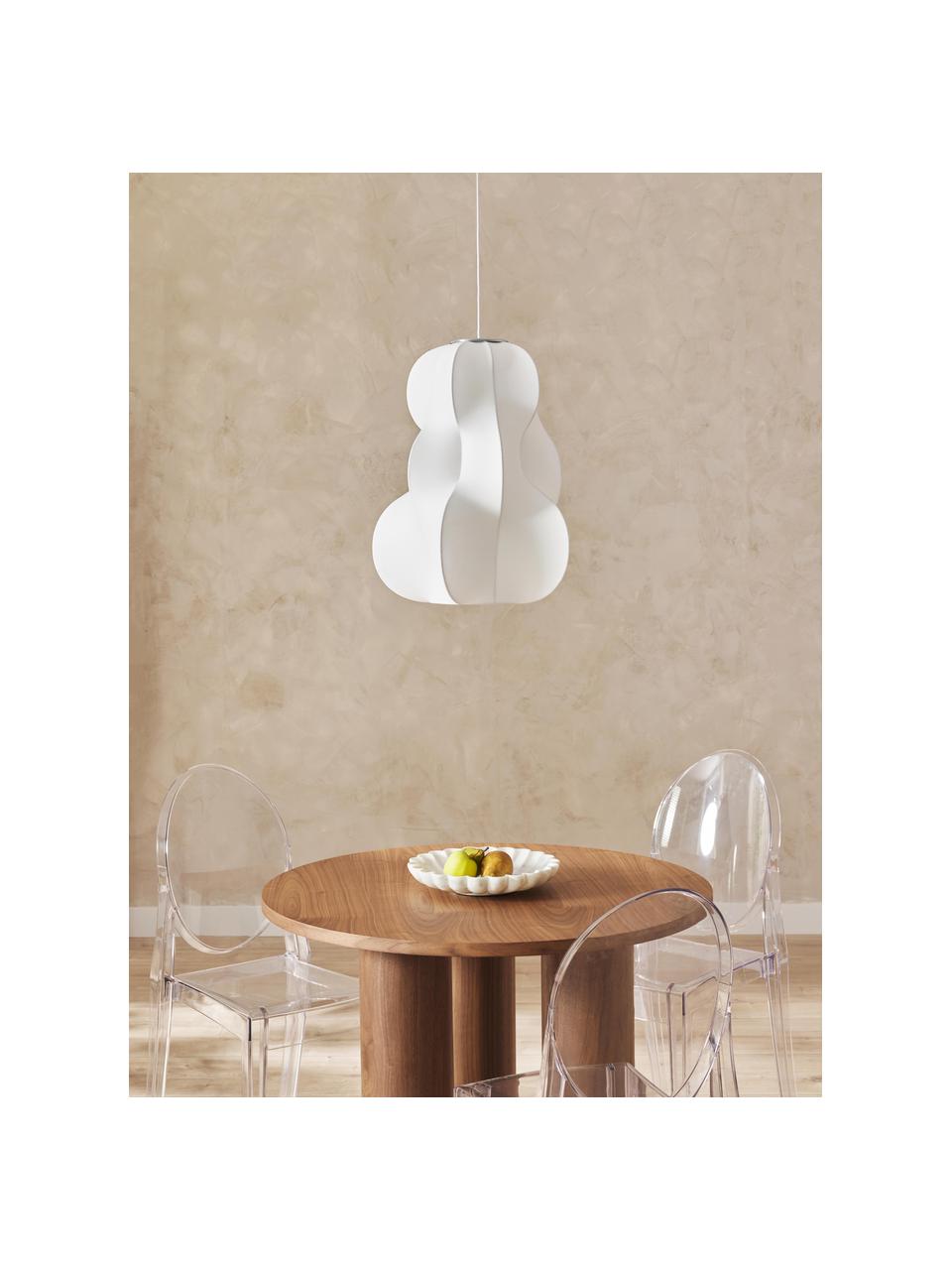 Plafondlamp Arwa in zijdelook, Lampenkap: kunststof met zijdelook, Wit, Ø 50 x H 60 cm