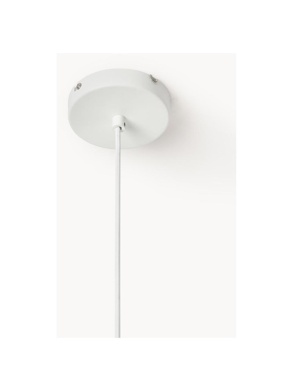 Lámpara de techo en look seda Arwa, Pantalla: plástico con aspecto de s, Anclaje: metal con pintura en polv, Cable: cubierto en tela, Blanco, Ø 50 x Al 60 cm