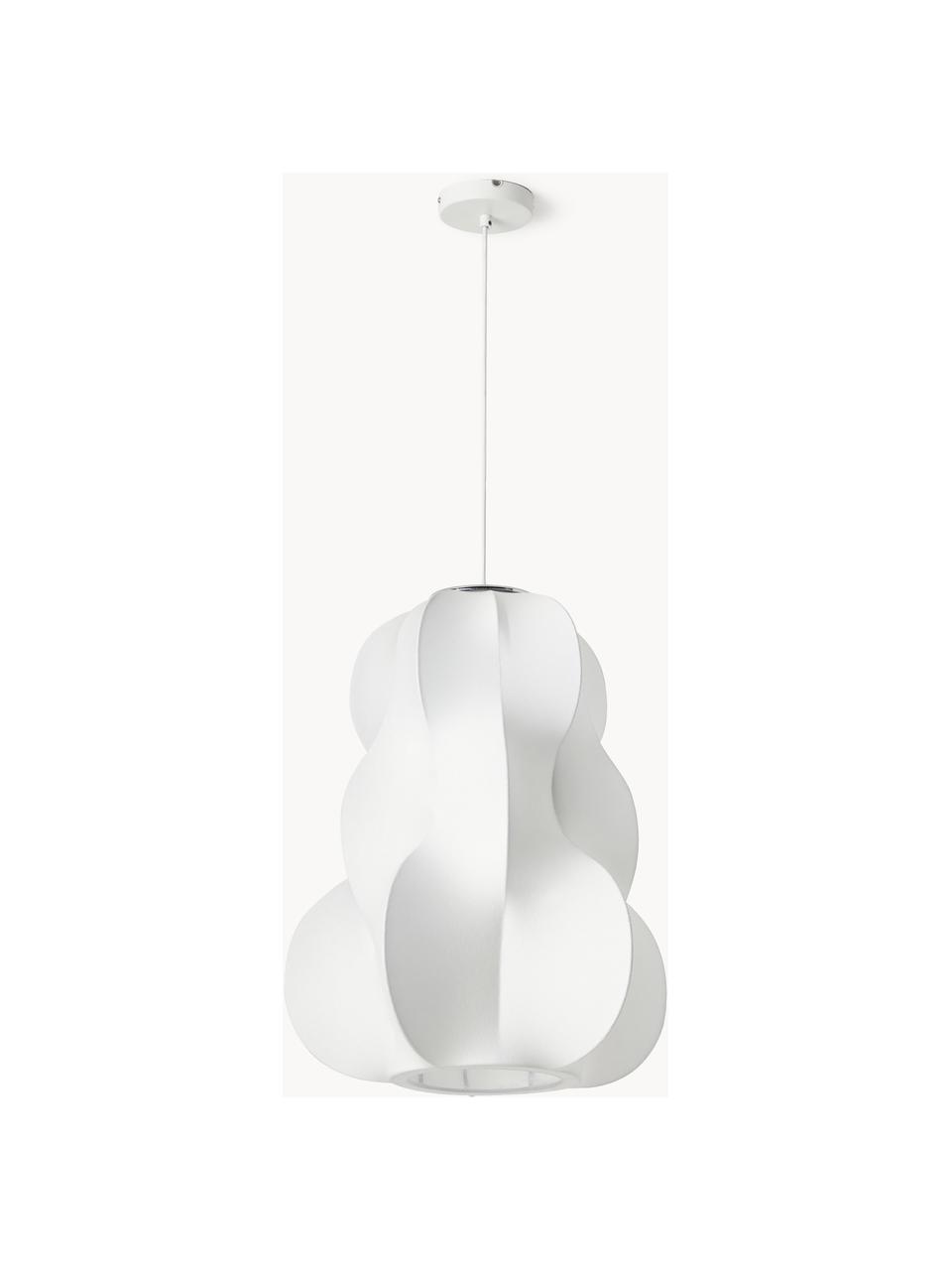 Lampada a sospensione effetto seta Arwa, Paralume: plastica effetto seta, Baldacchino: metallo verniciato a polv, Bianco, Ø 50 x Alt. 60 cm