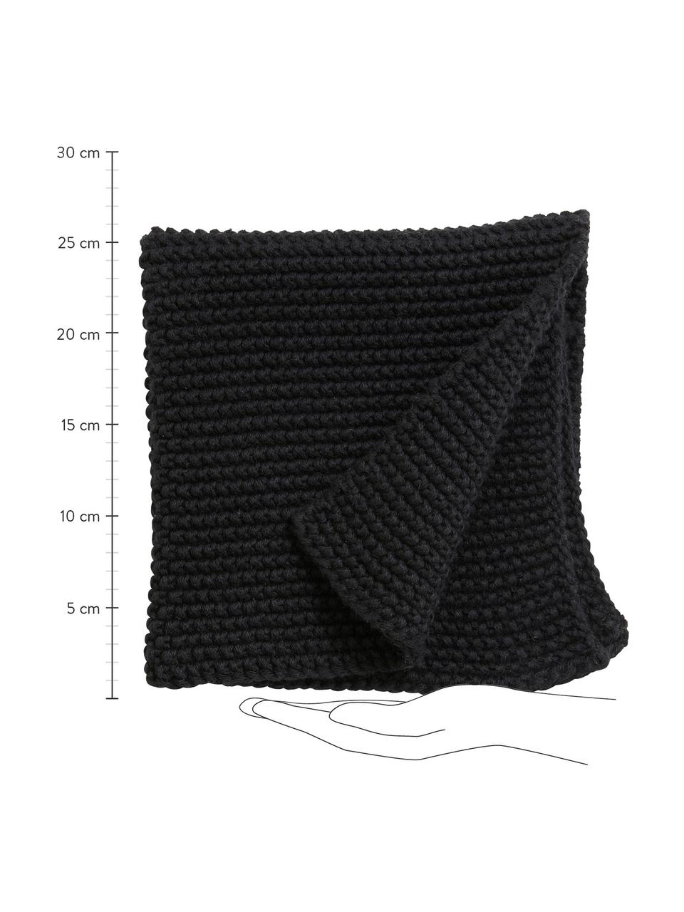 Gestrickte Spültücher Merga aus Bio-Baumwolle, 6 Stück, 100% aus GOTS-zertifizierter Bio-Baumwolle, Schwarz, 27 x 27 cm