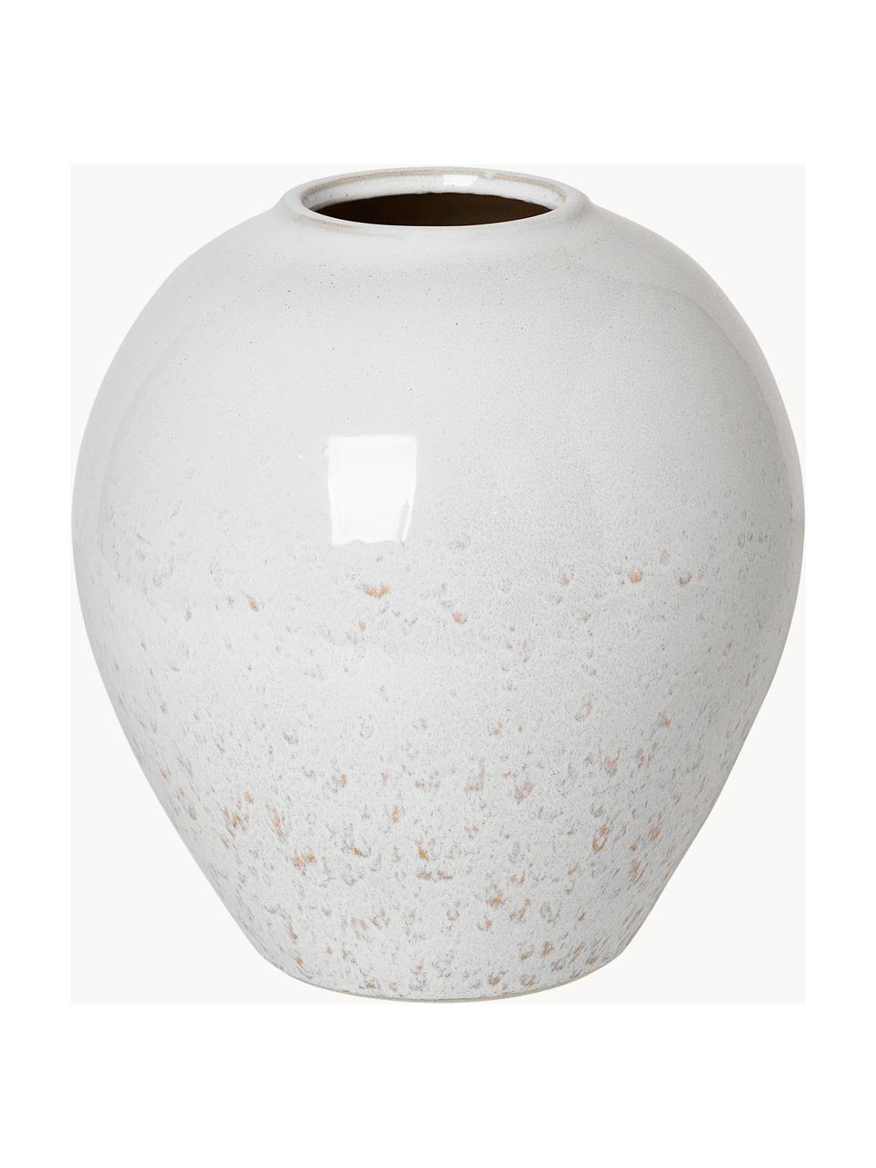 Handgefertigte Vase Ingrid aus Keramik, H 26 cm, Keramik, glasiert, Weiß, gesprenkelt, Ø 24 x H 26 cm
