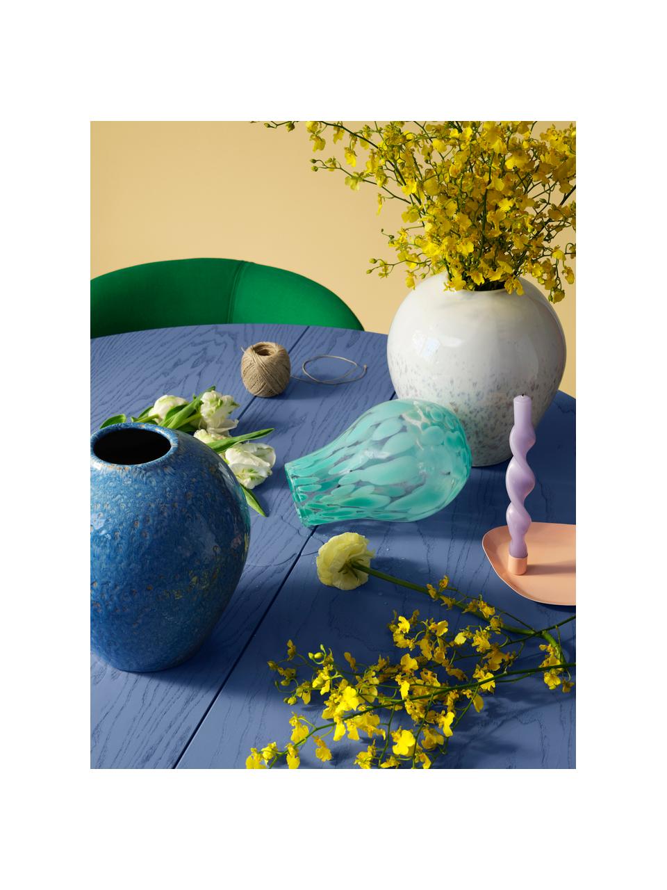 Ručně vyrobená váza z keramiky Ingrid, V 26 cm, Glazovaná keramika, Bílá, tečky, Ø 24 cm, V 26 cm