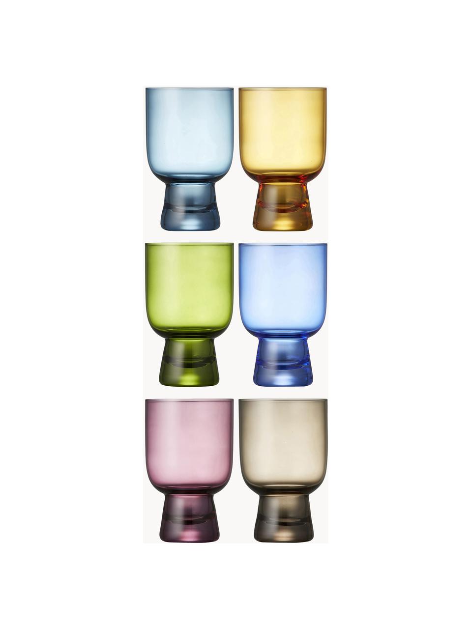 Súprava malých farebných pohárov na vodu Tumbli, 6 dielov, Sklo, Viac farieb, priehľadná, Ø 8 x V 12 cm, 300 ml