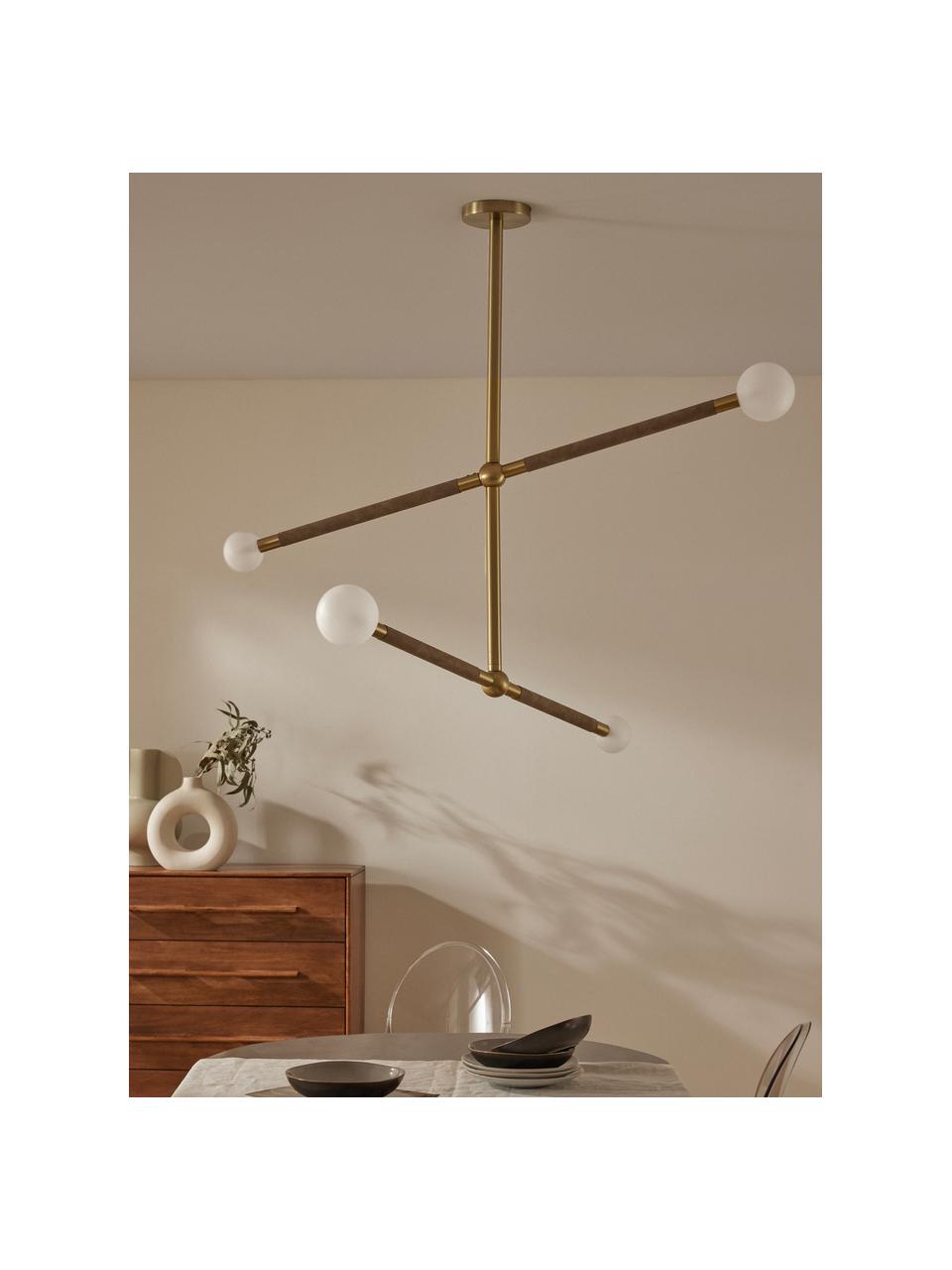 Lampa wisząca Linja, Odcienie brązowego, odcienie złotego, S 125 x W 115 cm