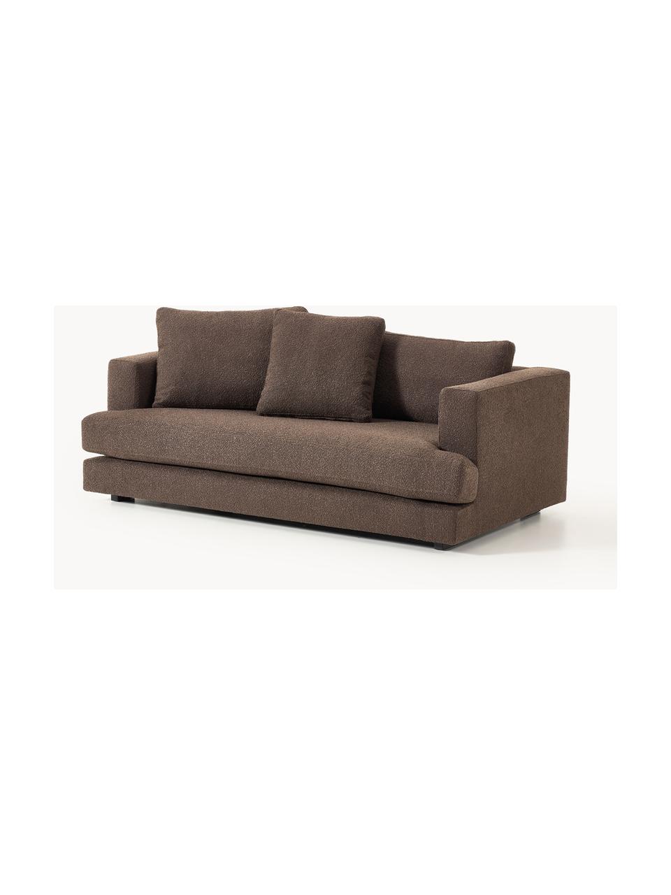 Bouclé-Sofa Tribeca (2-Sitzer), Bezug: Bouclé (93 % Polyester, 6, Gestell: Buchenholz, Kiefernholz, , Füße: Kiefernholz Dieses Produk, Bouclé Dunkelbraun, B 185 x T 104 cm