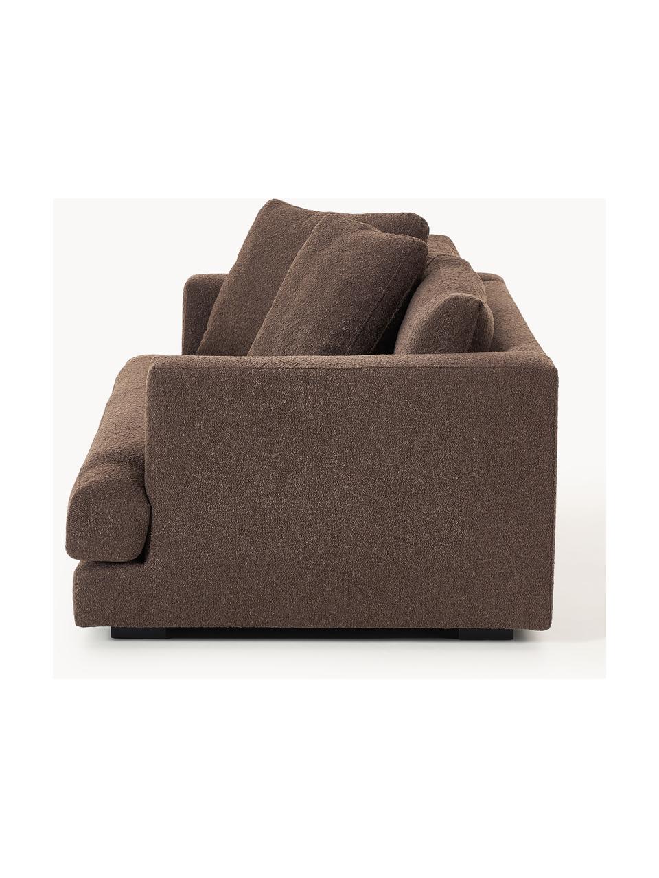 Bouclé-Sofa Tribeca (2-Sitzer), Bezug: Bouclé (93 % Polyester, 6, Gestell: Buchenholz, Kiefernholz, , Füße: Kiefernholz Dieses Produk, Bouclé Dunkelbraun, B 185 x T 104 cm