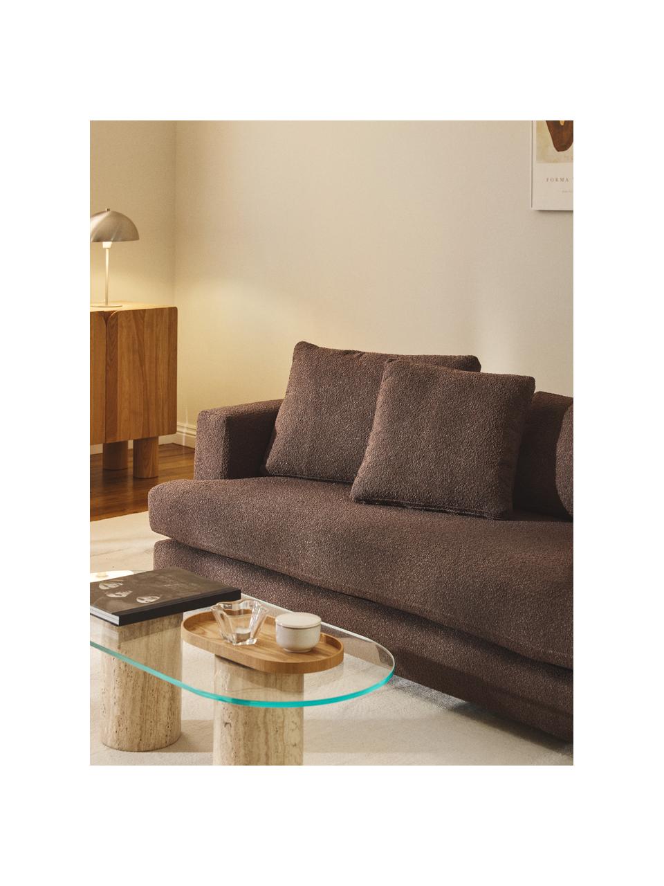 Sofa Bouclé Tribeca (2-osobowa), Tapicerka: Bouclé (93% poliester, 6%, Stelaż: drewno bukowe, drewno sos, Nogi: drewno sosnowe Ten produk, Ciemnobrązowy Bouclé, S 185 x G 104 cm