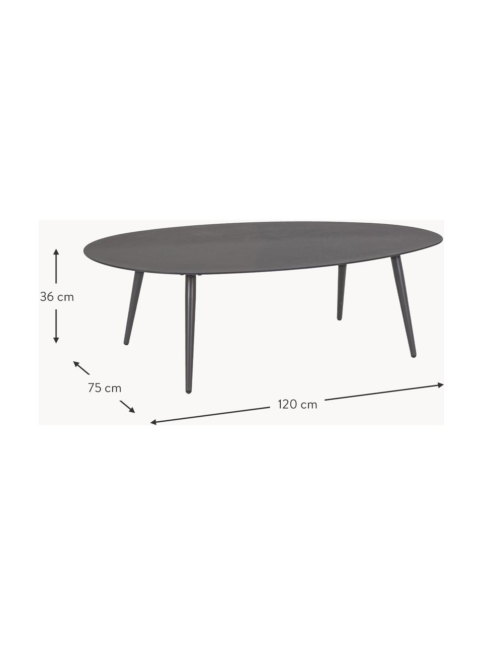 Ovaler Garten-Couchtisch Ridley, Beine: Edelstahl, beschichtet, Anthrazit, B 120 x H 36 cm