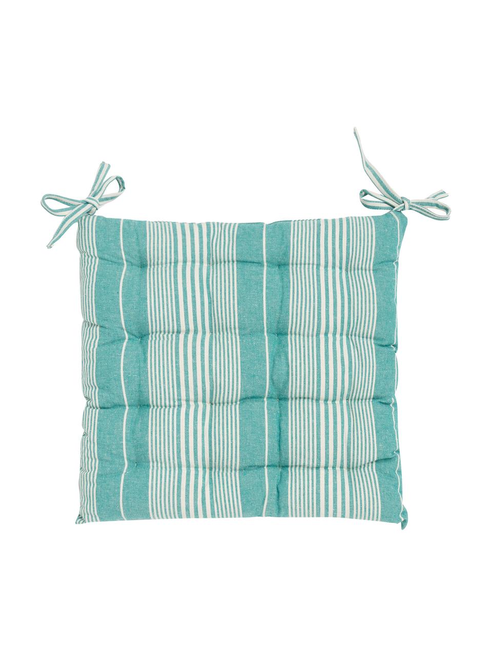 Coussin de chaise rayures Tosa, Turquoise, blanc