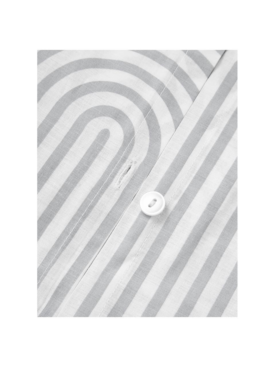 Housse de couette en coton Arcs, Gris, blanc, larg. 200 x long. 200 cm