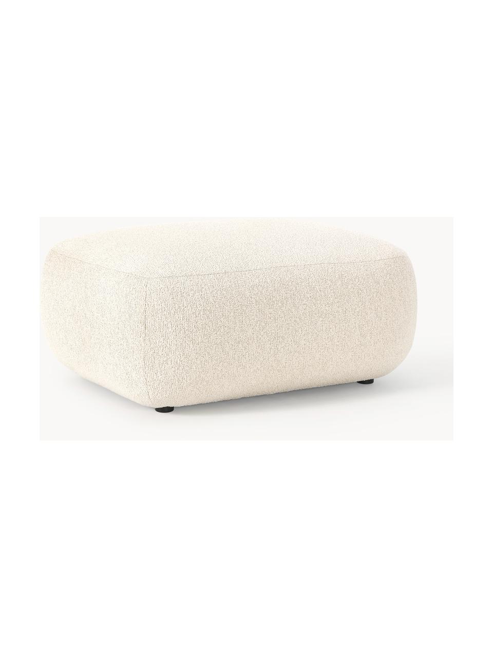 Puf bouclé Sofia, Tapicerka: bouclé (100% poliester) D, Stelaż: drewno świerkowe z certyf, Nogi: tworzywo sztuczne, Bouclé w odcieniu złamanej bieli, S 99 x G 78 cm