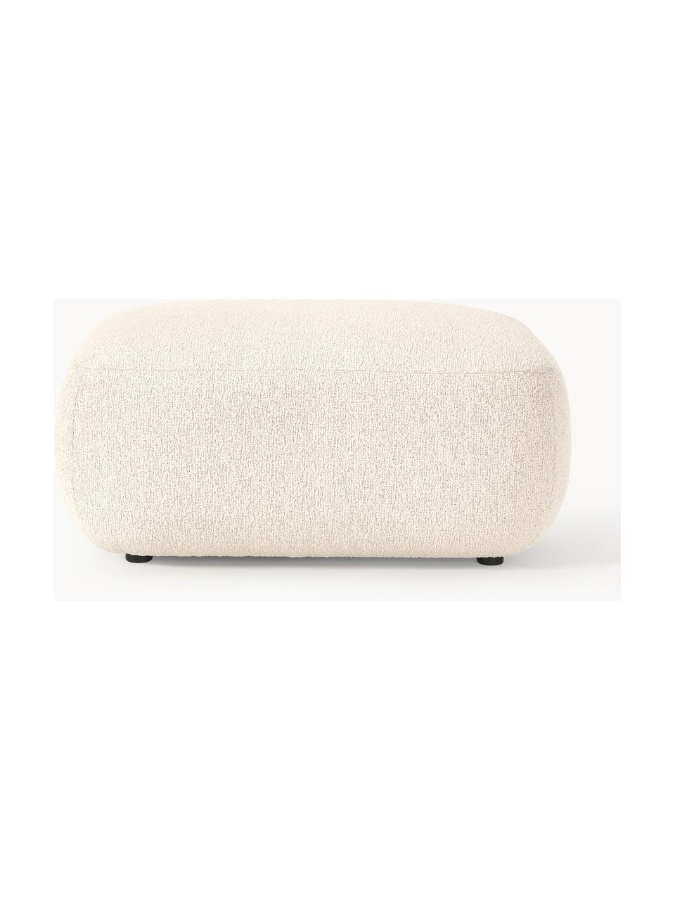 Puf bouclé Sofia, Tapicerka: bouclé (100% poliester) D, Stelaż: drewno świerkowe z certyf, Nogi: tworzywo sztuczne, Bouclé w odcieniu złamanej bieli, S 99 x G 78 cm