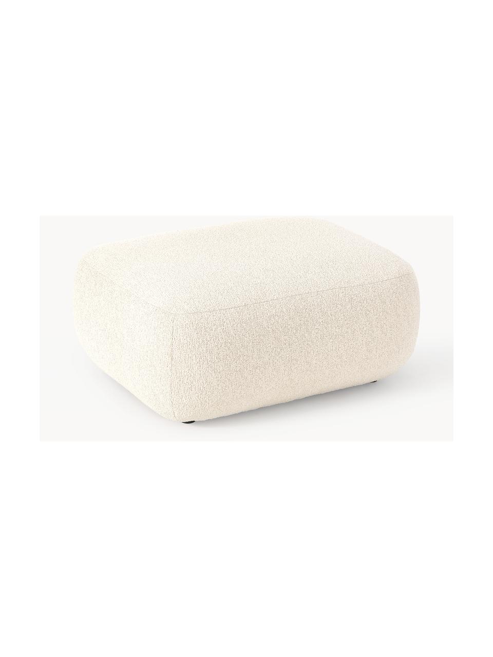 Puf bouclé Sofia, Tapicerka: bouclé (100% poliester) D, Stelaż: drewno świerkowe z certyf, Nogi: tworzywo sztuczne, Bouclé w odcieniu złamanej bieli, S 99 x G 78 cm