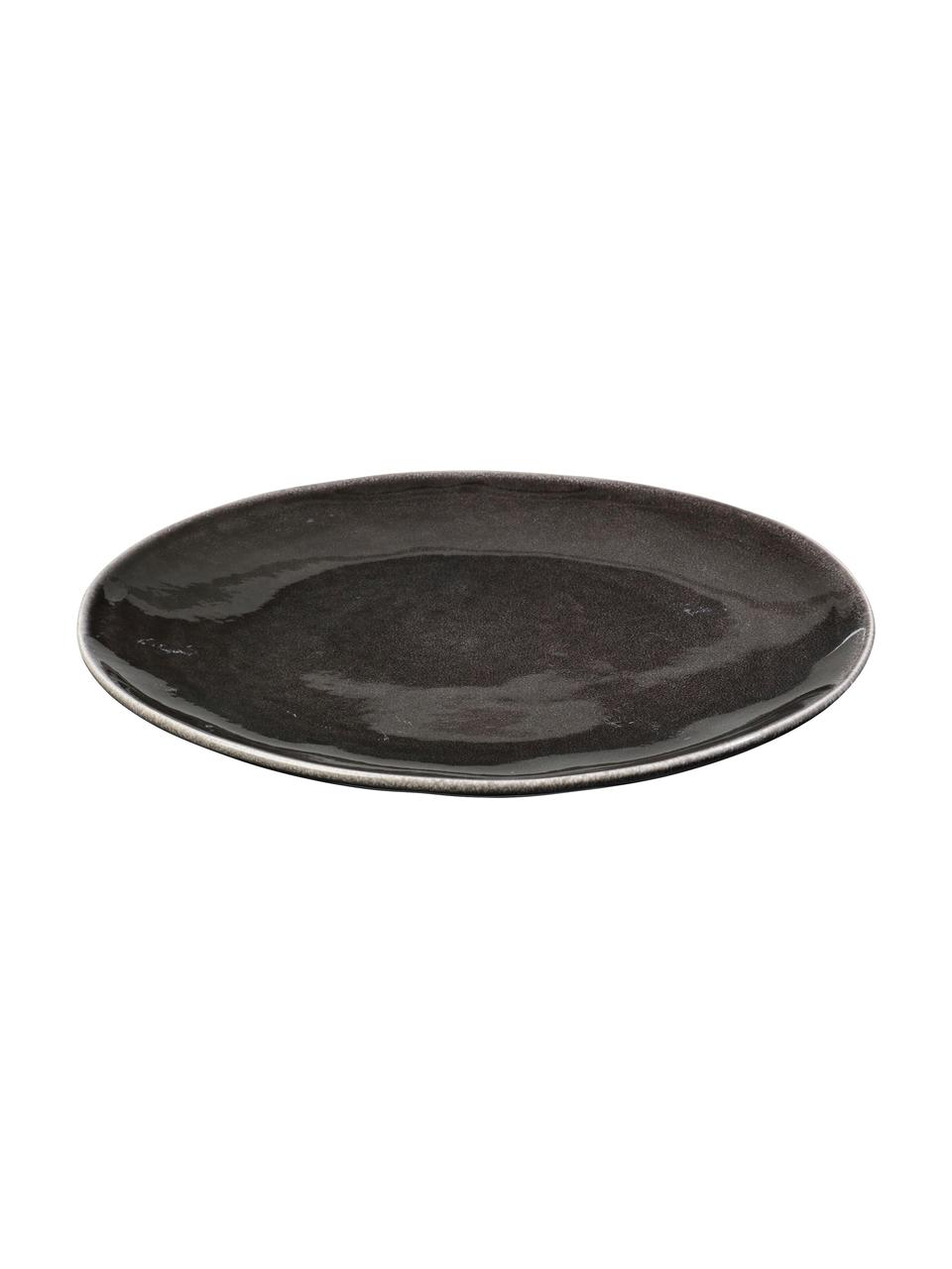 Piatto piano fatto a mano Nordic Coal 4 pz, Gres, Antracite, Ø 26 cm
