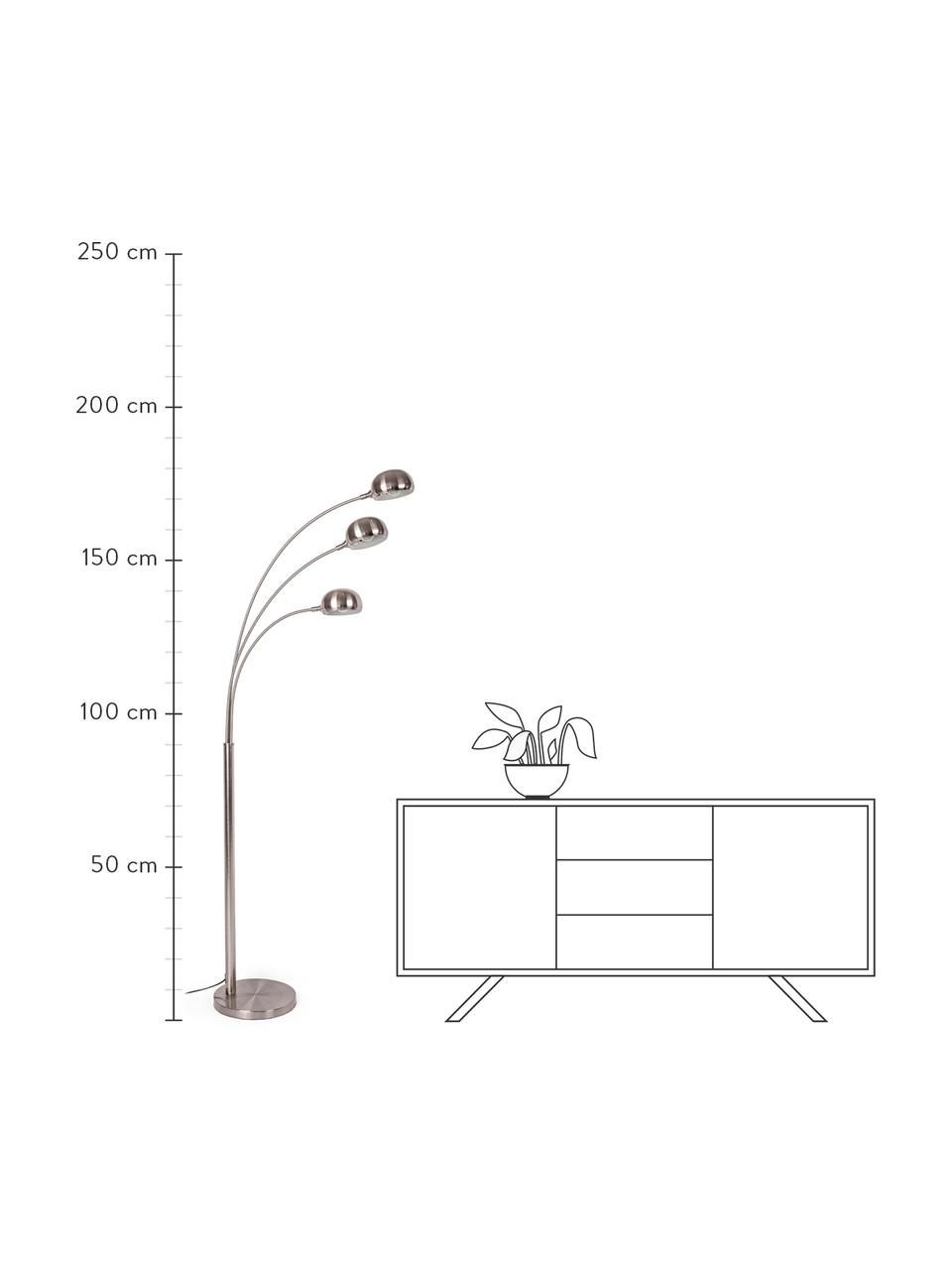 Grand lampadaire arc Atmosphere, Couleur argentée, larg. 70 x haut. 180 cm