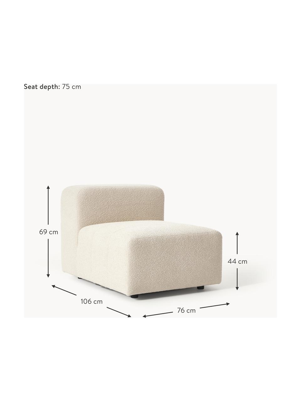 Bouclé-Mittelmodul Lena, Bezug: Bouclé (93 % Polyester, 6, Gestell: Kiefernholz, Schichtholz,, Bouclé Hellbeige, B 76 x T 106 cm
