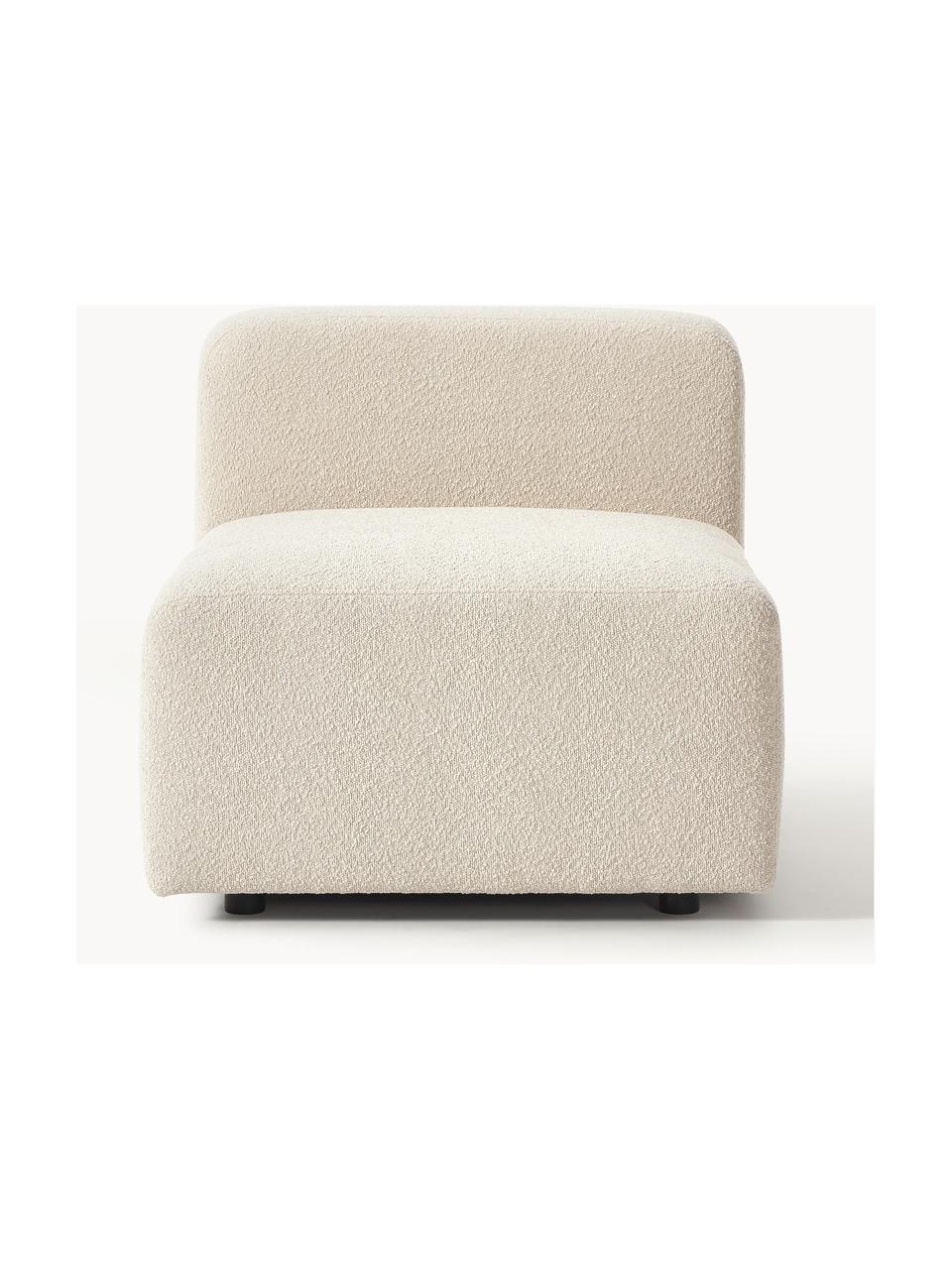 Módulo de centro bouclé Lena, Tapizado: Bouclé (93% poliéster, 6%, Estructura: madera de pino, contracha, Patas: plástico, Bouclé beige claro, An 76 x F 106 cm