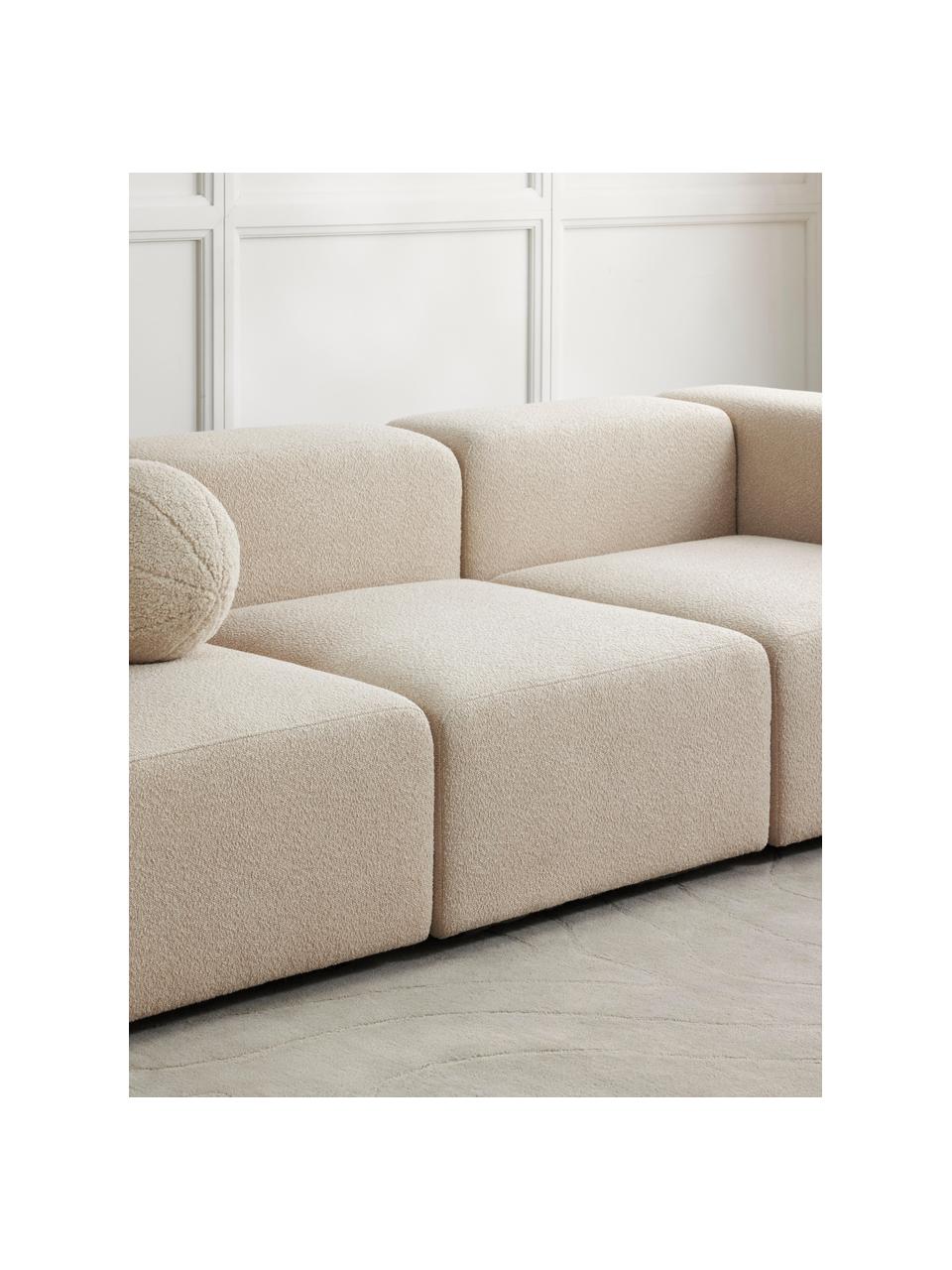 Modulo centrale in bouclè Lena, Rivestimento: bouclé (93% poliestere, 6, Struttura: legno di pino, compensato, Piedini: plastica, Bouclé beige chiaro, Larg. 76 x Prof. 106 cm