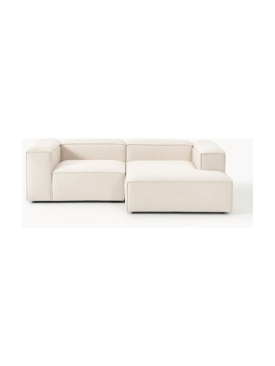 Modulares Ecksofa Lennon aus Leinen-Mix, Bezug: 50 % Viskose, 25 % Leinen, Gestell: Fichtenholz, Sperrholz, m, Füße: Kunststoff Dieses Produkt, Leinen-Mix Beige, B 238 x T 180 cm, Eckteil links