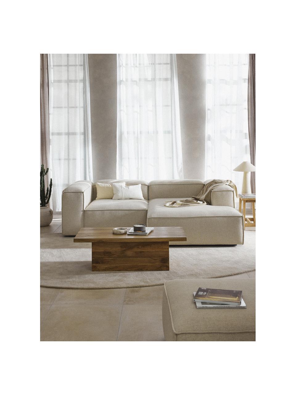 Modulares Ecksofa Lennon aus Leinen-Mix, Bezug: 50 % Viskose, 25 % Leinen, Gestell: Fichtenholz, Sperrholz, m, Füße: Kunststoff Dieses Produkt, Leinen-Mix Beige, B 238 x T 180 cm, Eckteil links