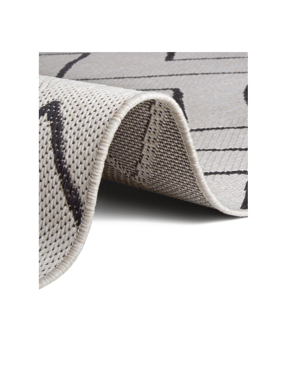 In- & Outdoor-Teppich Waves mit Zick-Zack-Muster, 100% Polypropylen, Cremeweiß, Schwarz, B 160 x L 230 cm (Größe M)