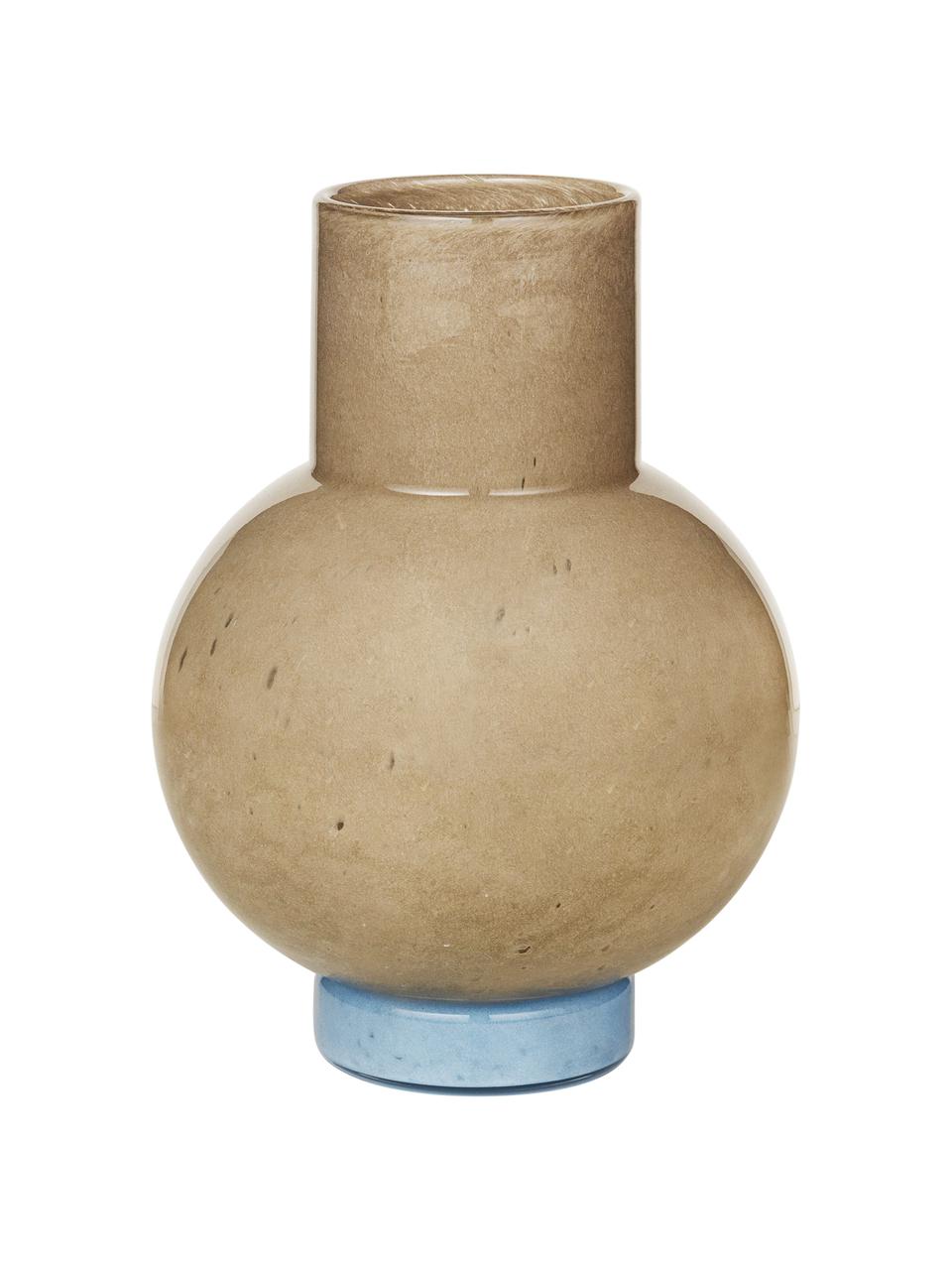 Mundgeblasene Vase Mari in Beige/Blau, Glas, mundgeblasen, Beige, Blau, 14 x 27 cm