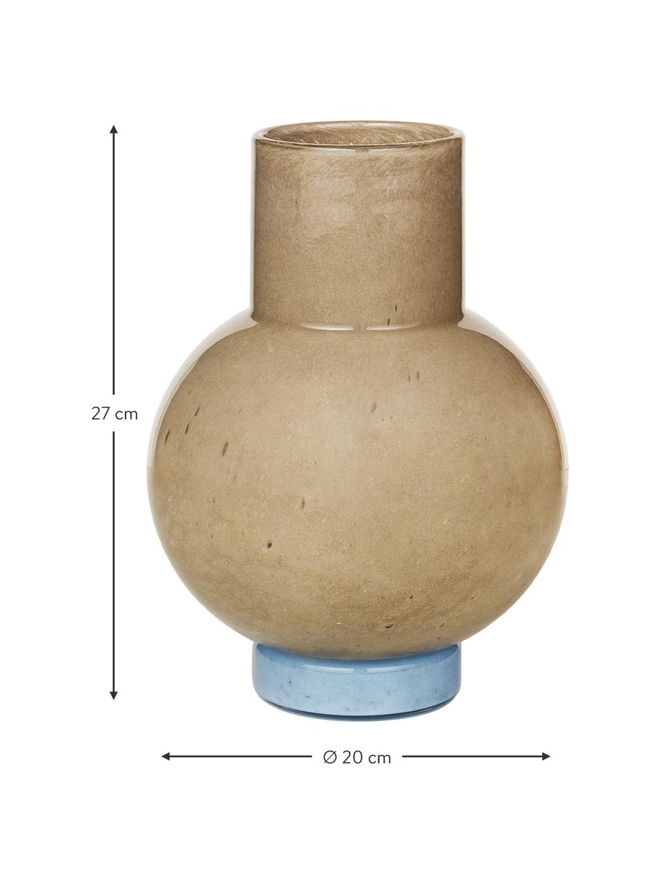 Mundgeblasene Vase Mari in Beige/Blau, Glas, mundgeblasen, Beige, Blau, 14 x 27 cm