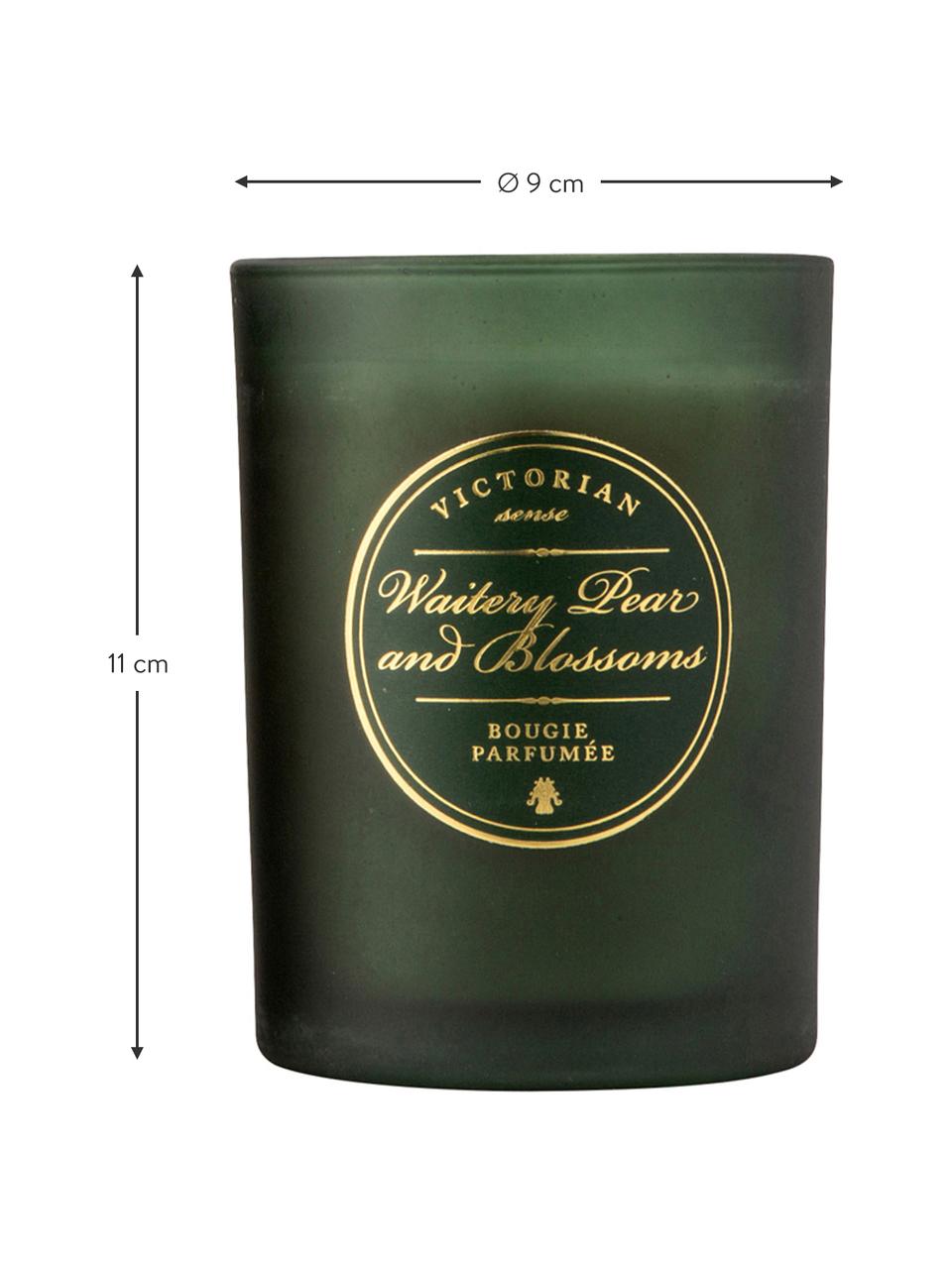 Bougie parfumée Sense (poire et fleurs), Pot à bougie : vert Cire : blanc, Ø 9 x haut. 11 cm