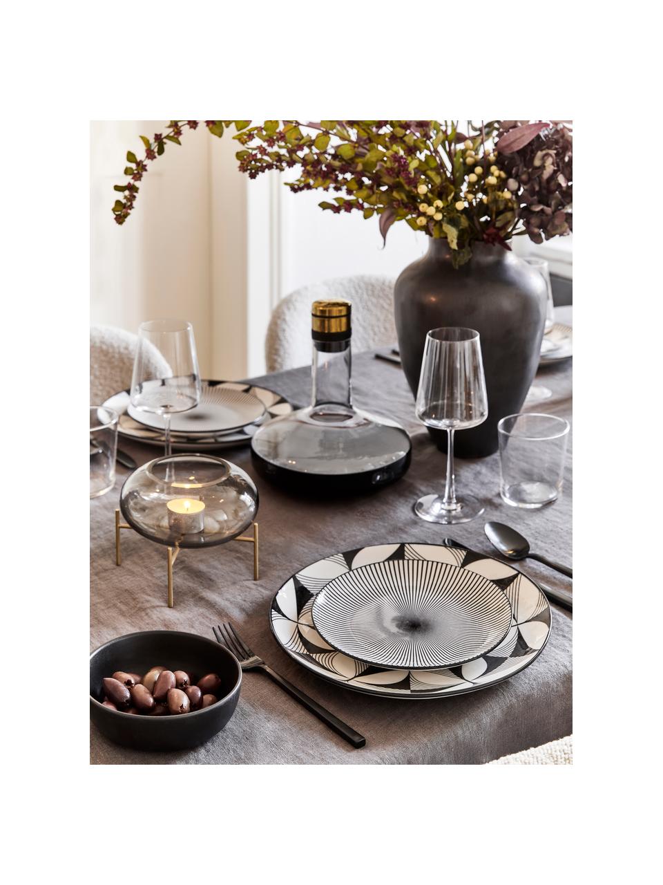 Service de table porcelaine noir et blanc Strand, 6 personnes (18 élém.), Porcelaine, Noir, blanc, Lot de différentes tailles