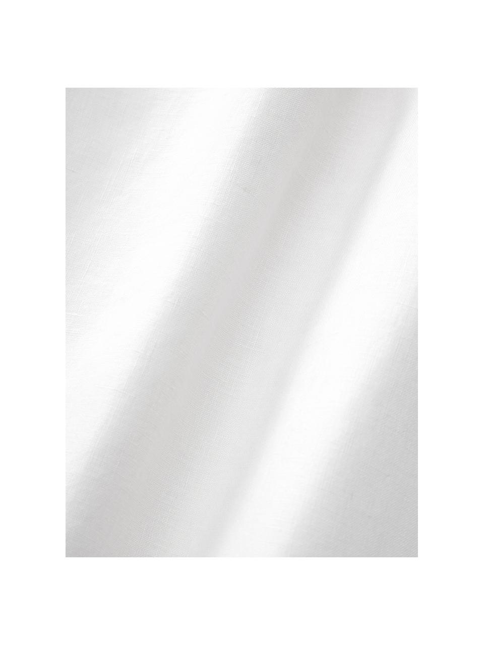 Drap-housse en lin délavé Airy, Blanc, larg. 90 x long. 200 cm, haut. 25 cm