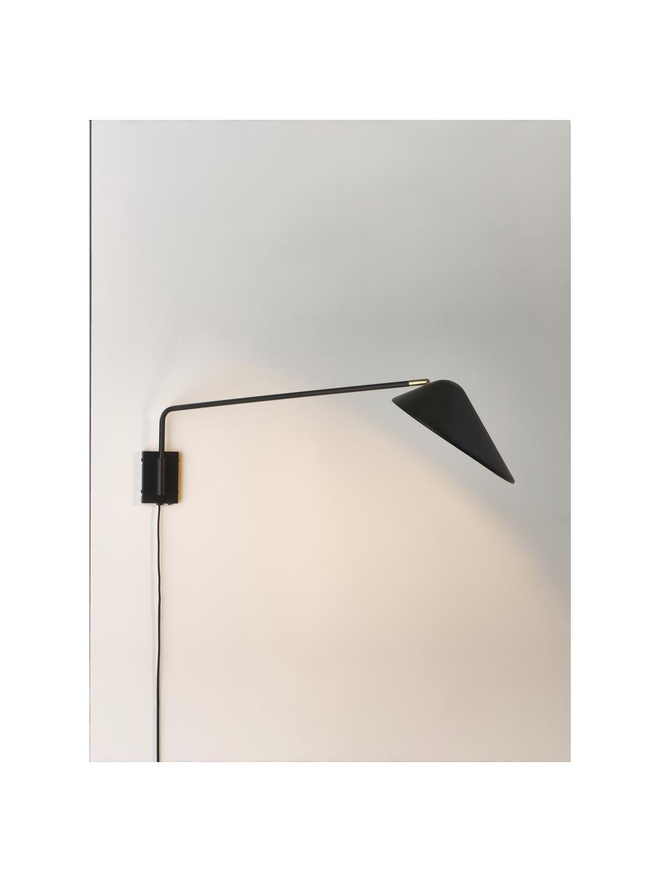 Grote wandlamp Neron met stekker, Decoratie: vermessingd metaal, Goudkleurig, B 27 x D 60 cm