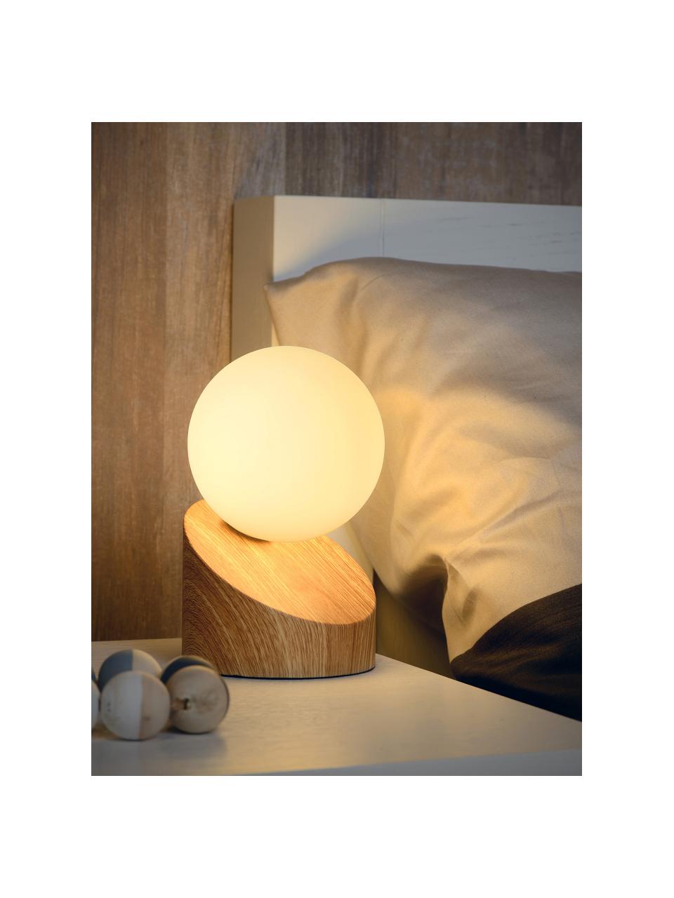 Kleine Tischlampe Len mit Touch-Funktion, Lampenschirm: Opalglas, Lampenfuß: Metall, beschichtet, Braun, Opalweiß, Ø 10 x H 16 cm