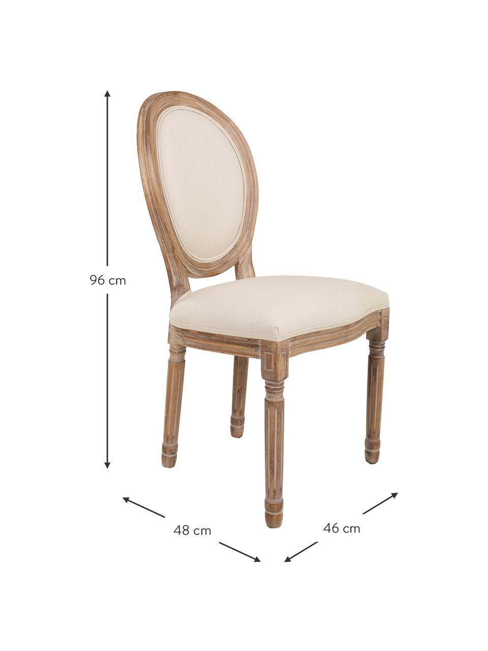 Silla de madera tapizada Louis, Tapizado: tela, Estructura: madera de cuacho, Tejido beige, An 46 x F 48 cm