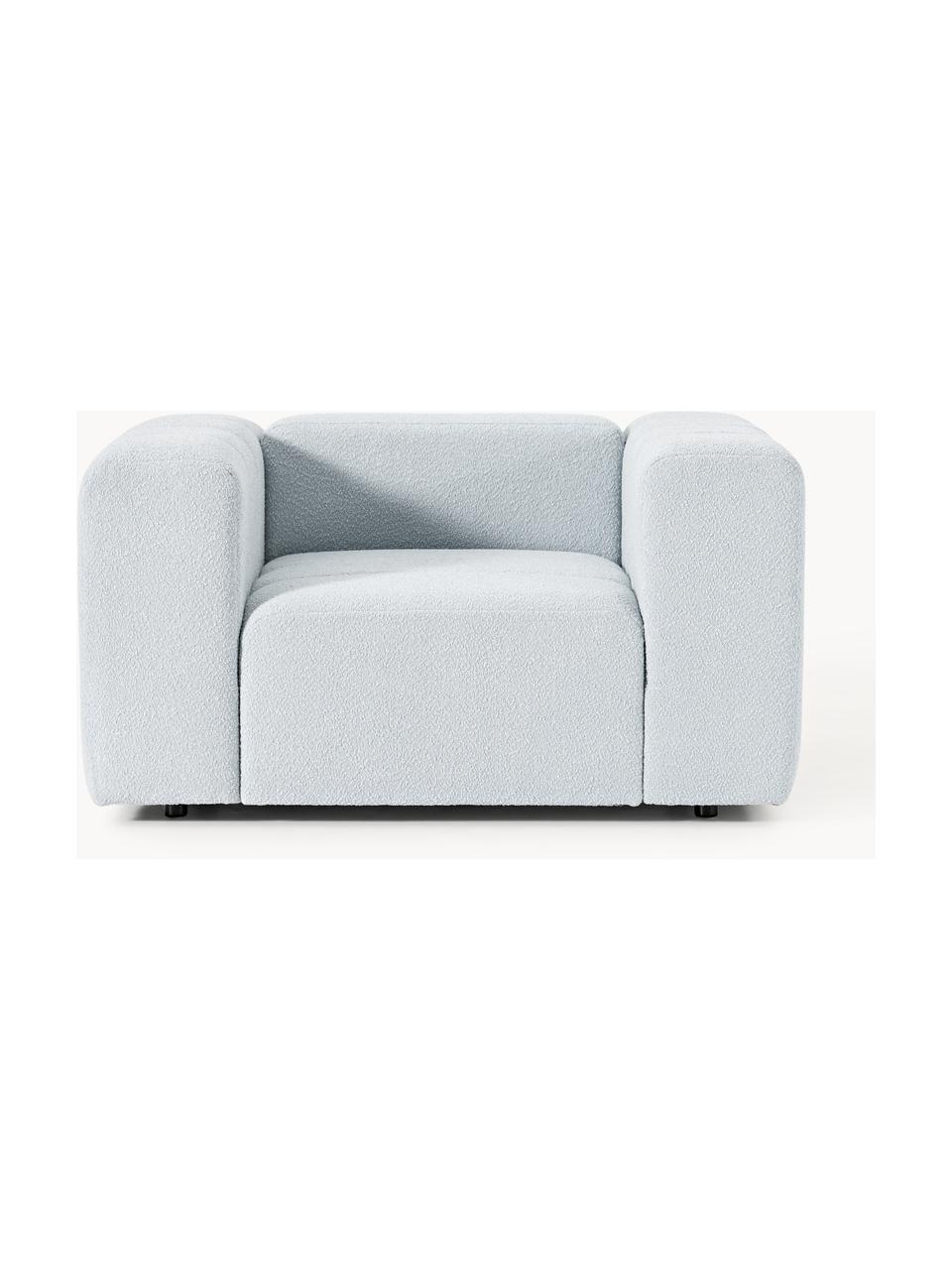 Fauteuil lounge en bouclette Lena, Bouclette bleu ciel, larg. 133 x prof. 106 cm