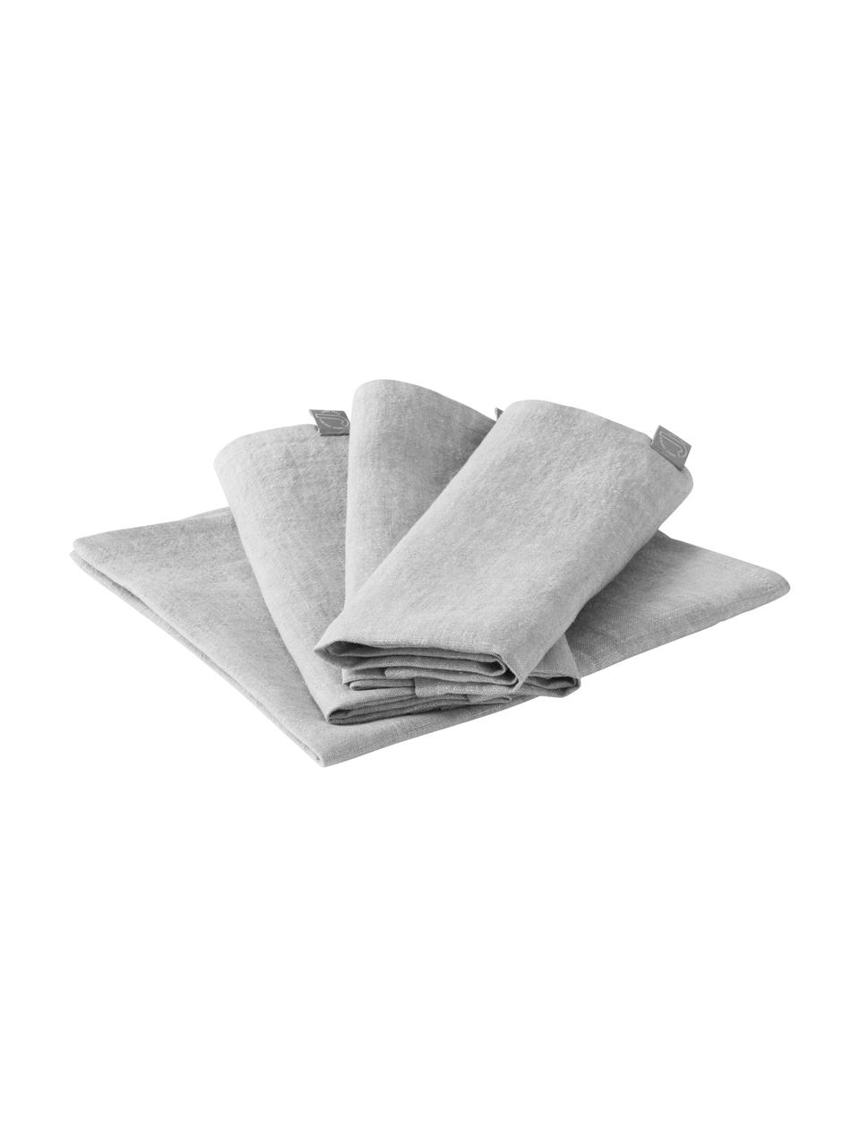 Servilletas de lino Olga, 4 uds., 100% lino, certificado europeo de lino, Gris claro, An 45 x L 45 cm