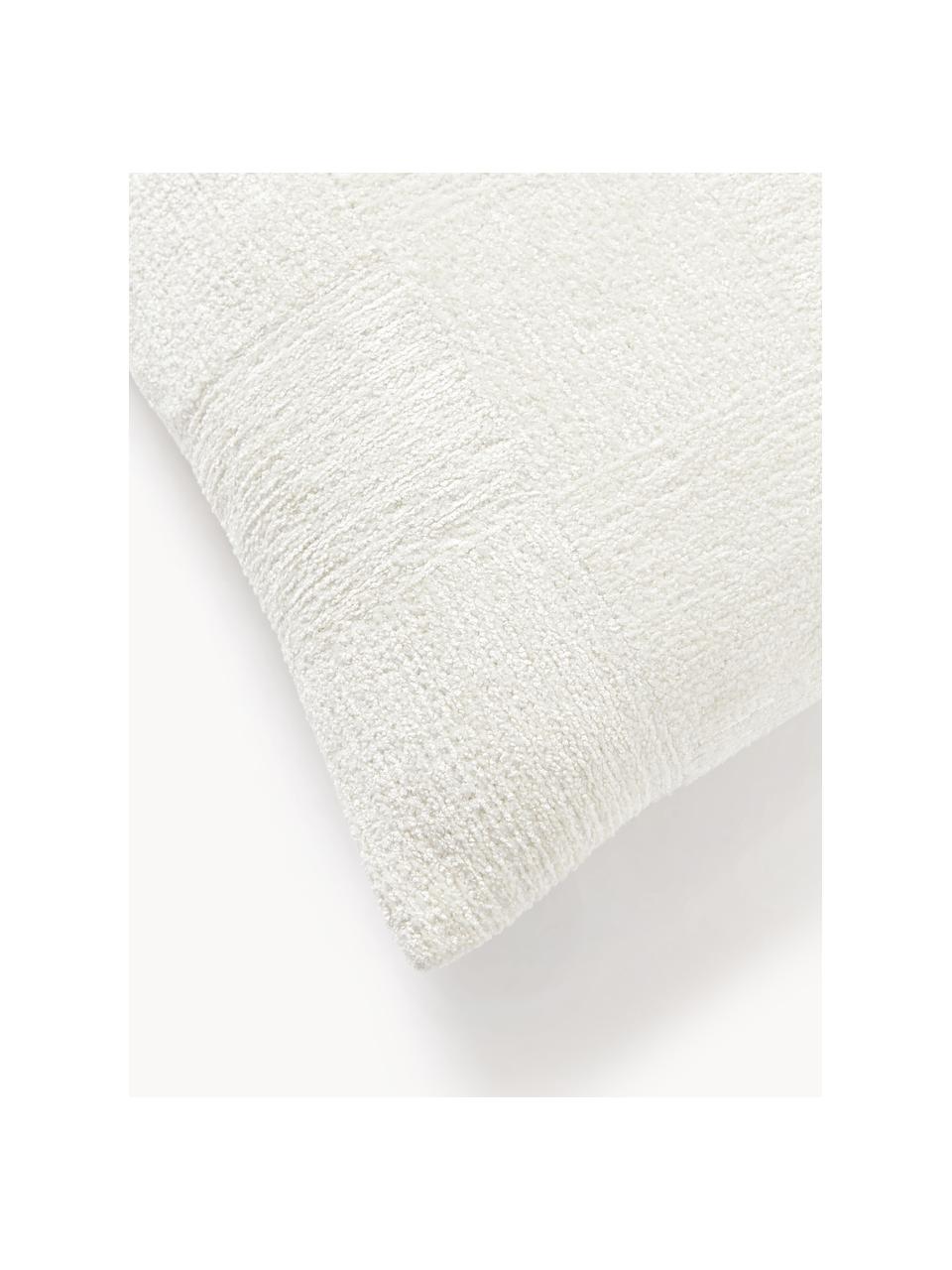 Funda de cojín de chenilla Keeley, 100% algodón, Blanco Off White, An 50 x L 50 cm