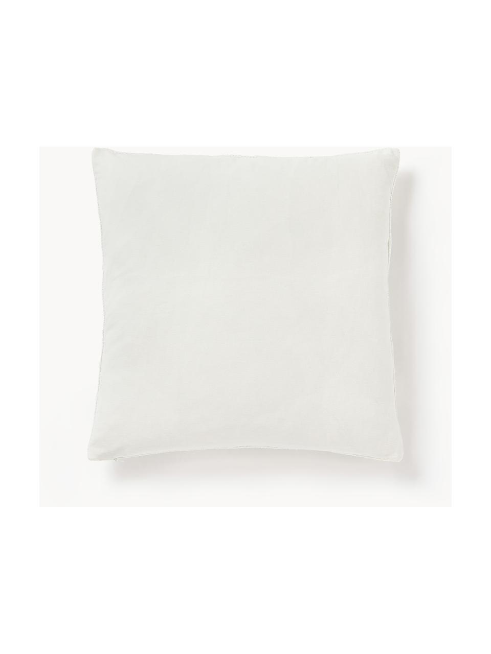 Housse de coussin 50x50 en chenille Keeley, 100 % coton, Blanc cassé, larg. 50 x long. 50 cm